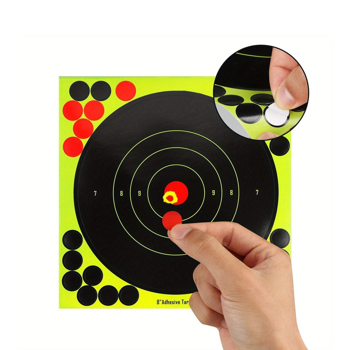 Shooting Target Stickers 50 Pack 8 Inch Self-Adhesive High Visibility Paper Targets for Pistol Rifle Airsoft Dart Gun Shooting Practice Range Training Tactical Gear Hunting Indoor Outdoor