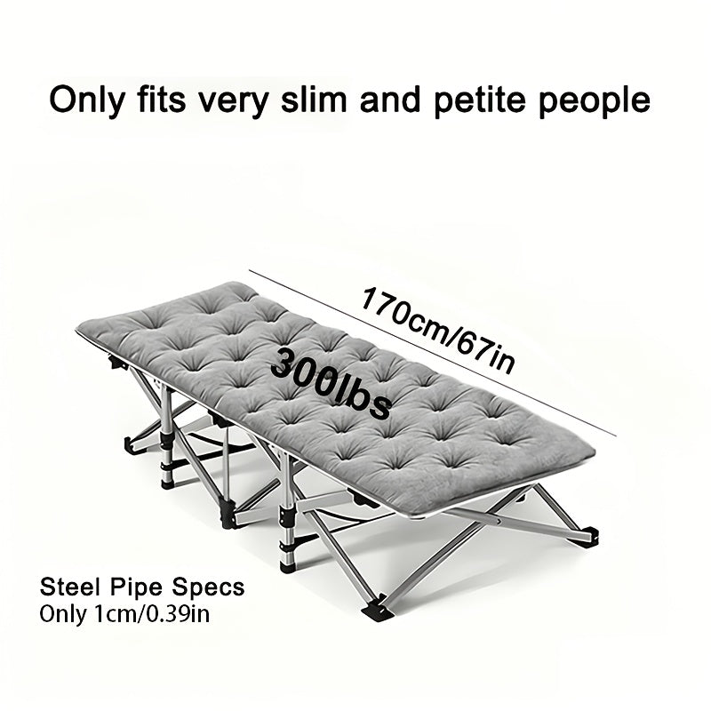 Folding Camping Bed with Mattress & Side Pockets – Heavy Duty Portable Cot for Adults, Foldable Guest Bed for Camping Outdoor Courtyard Terrace Office Guest Room
