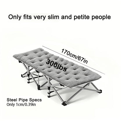 Folding Camping Bed with Mattress & Side Pockets – Heavy Duty Portable Cot for Adults, Foldable Guest Bed for Camping Outdoor Courtyard Terrace Office Guest Room