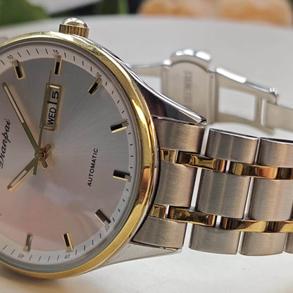 Men's Automatic Self-Winding Mechanical Watch – Slim Stainless Steel Band, Luminous Hands, Calendar Display, No Battery Needed – Luxury Business Dress Watch Gift