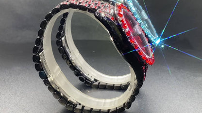 Rhinestone Couples Watch Set Luxury Quartz Movement Calendar Luminous Display for Men Women Red and Ice Blue Rhinestone Party Fashion Gift Watch