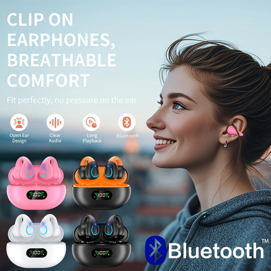 Open-Ear Wireless Earphones Bluetooth 5.4 TWS 360 Degree Ambient Awareness ENC Clear Calls Touch Control All-Day Comfort Sport Fitness Earbuds Secure Fit Truly Open Design