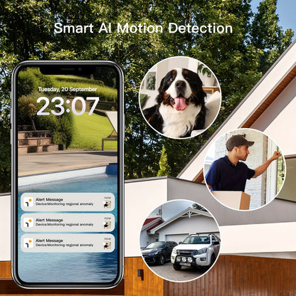 Laxihub GO2T Solar Outdoor Security Camera – 1296P FHD 3MP PTZ, AI Human Detection, 5200mAh Wire-Free Battery, Color Night Vision, 2-Way Audio, 2.4G WiFi, Cloud & SD Storage