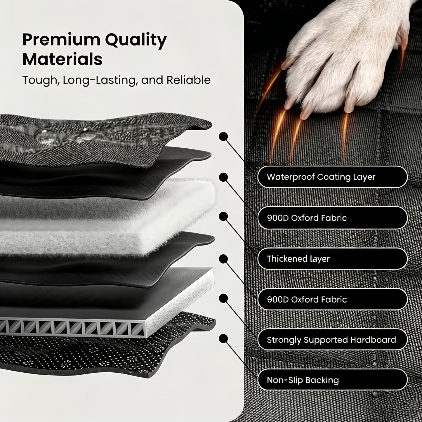 Dog Car Seat Cover Hard Bottom Back Seat Extender Holds 400 lbs – Dog Hammock Car Bed with Mesh Window & Storage Pockets for Cars SUVs Trucks All Breeds