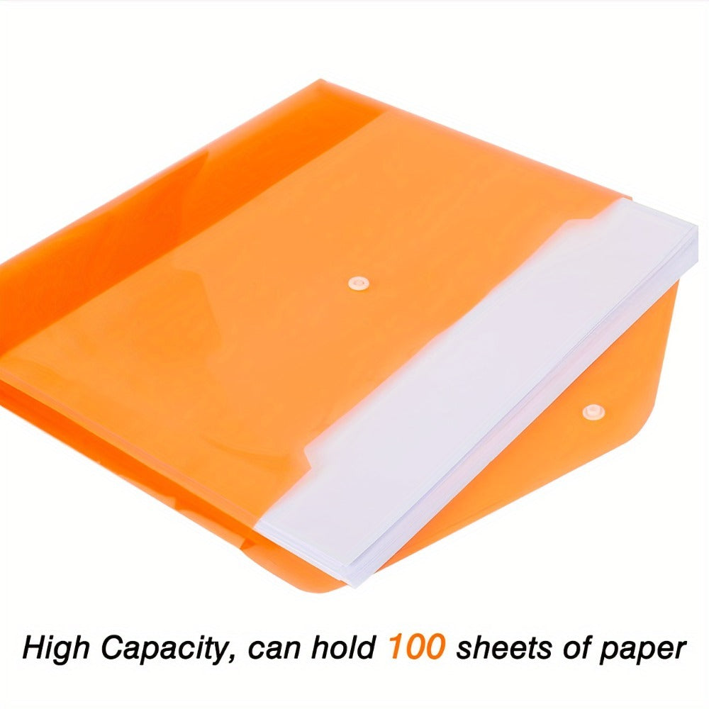 24-Pack Plastic File Folders with Snap Buttons – A4 & Letter Size, Durable PP Document Organizers in Assorted Colors for School, Home & Office Filing