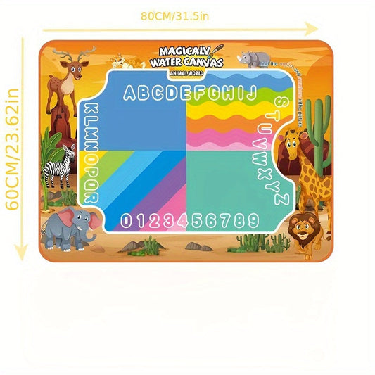 Water Drawing Mat for Kids Reusable Magic Painting Canvas Mess-Free Art Toy Set Ages 3+ Large 80x60cm Ocean Animal Designs Gift Box