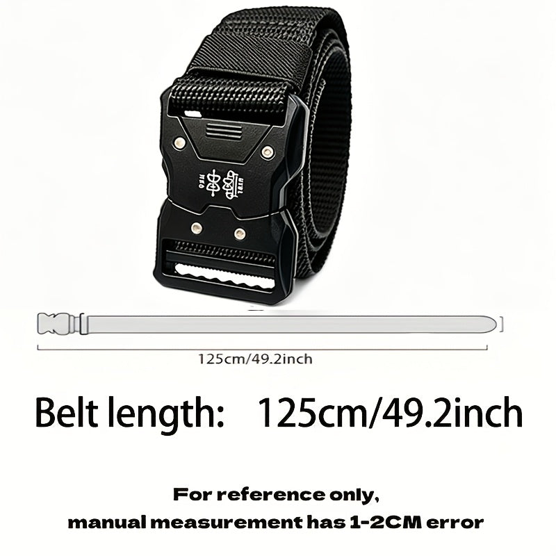 4PCS Men's Nylon Belt Set with Quick-Release Buckle – Durable Lightweight Tactical Belts, Black & Gray, 49.3" x 1.5", Ideal for Daily Commuting & Outdoor Use