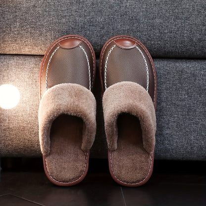 Men's Slip-On Indoor Slippers with Soft PU Sole – Warm Non-Slip House Shoes for Winter, Lightweight Comfort Home Slippers in Multiple Colors, Sizes US 3.5–13
