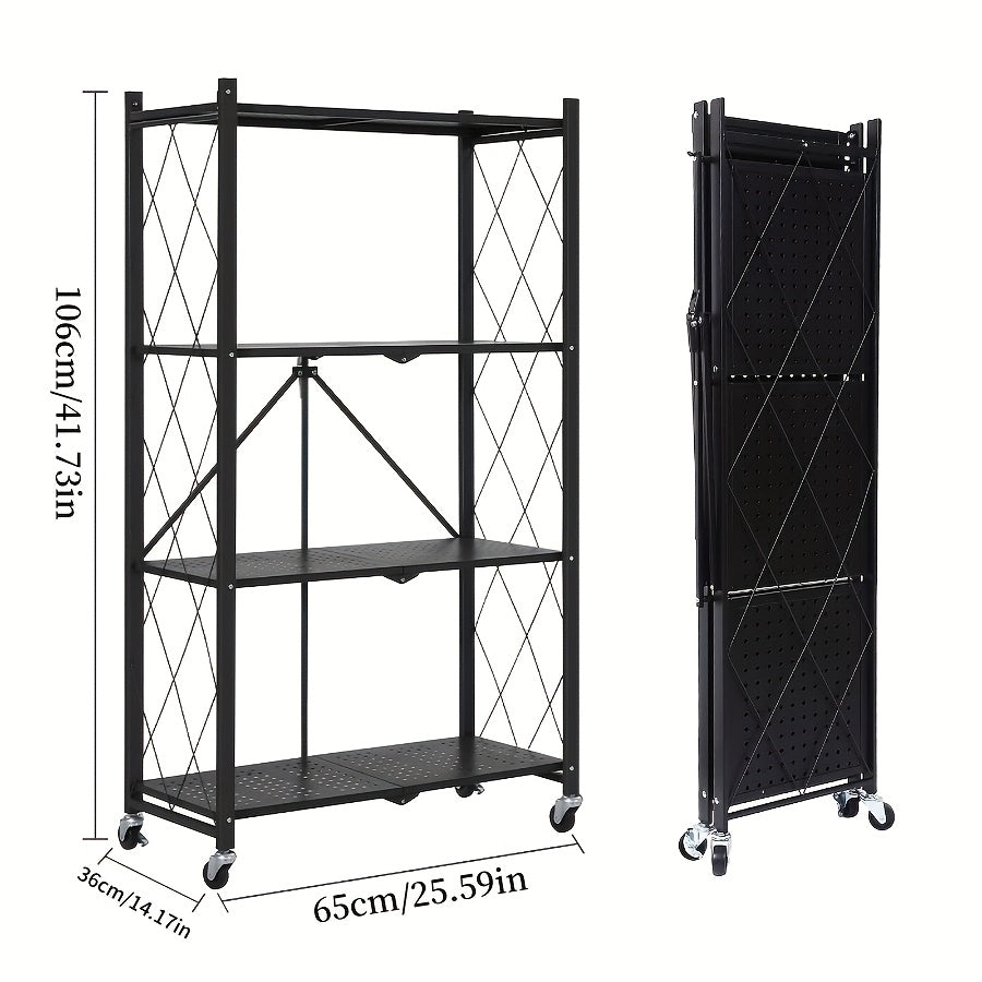 Bookshelf Shelving Unit with Wheels – 3, 4 & 5-Tier Portable Floor Standing Storage Rack for Office & Home, Multi-Layer Rolling Shelf Organizer, Easy Assembly – Black & White