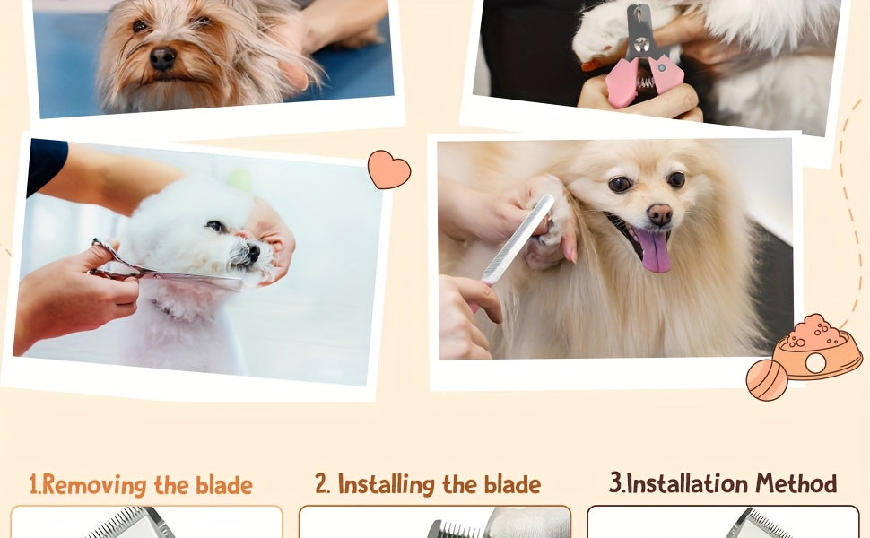 Rechargeable Cordless Pet Grooming Clippers with LED Display - Professional Wireless Dog Hair Trimmer, Detachable Blades, 4 Comb Guides, Low Noise 36V USB Charging, for Dogs Cats Small Animals