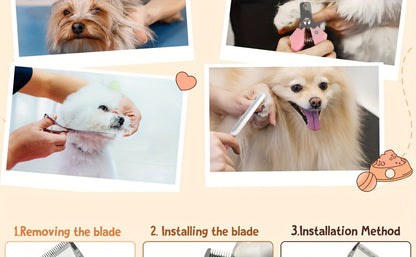 Rechargeable Cordless Pet Grooming Clippers with LED Display - Professional Wireless Dog Hair Trimmer, Detachable Blades, 4 Comb Guides, Low Noise 36V USB Charging, for Dogs Cats Small Animals