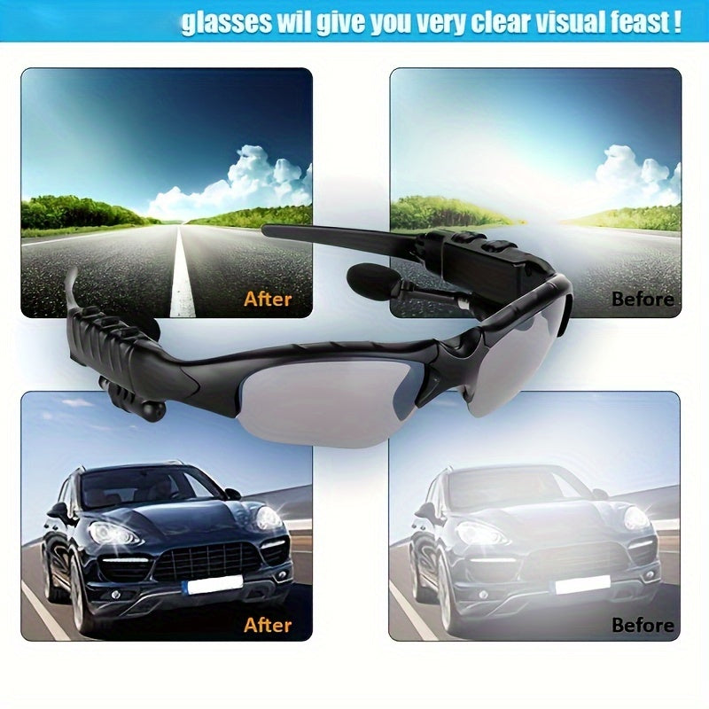 Bluetooth 5.4 Smart Audio Glasses Wireless Headset – Hands-Free Calls & Music, Built-In Condenser Mic, Volume Control, USB Charging, 80mAh Battery, Open Ear Wearable Tech Eyewear for Men & Women