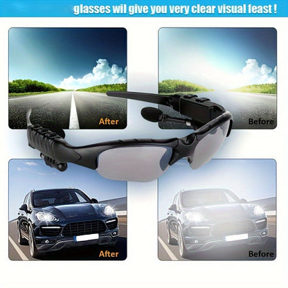Bluetooth 5.4 Smart Audio Glasses Wireless Headset – Hands-Free Calls & Music, Built-In Condenser Mic, Volume Control, USB Charging, 80mAh Battery, Open Ear Wearable Tech Eyewear for Men & Women