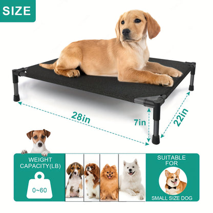 Cooling Elevated Dog Bed & Outdoor Dog Cot - Raised Pet Bed with Washable Breathable Mesh, No-Tool Assembly, Anti-Slip Feet for Large, Medium & Small Dogs, Indoor Outdoor Use