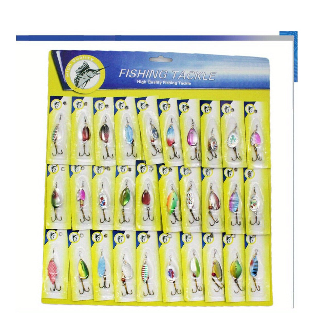 30pcs Metal Spinnerbait Fishing Lures for Bass, Trout, Pike & Salmon – Assorted Vibrant Colors with Sturdy Metal Hooks for Freshwater & Saltwater Outdoor Fishing Tackle Set