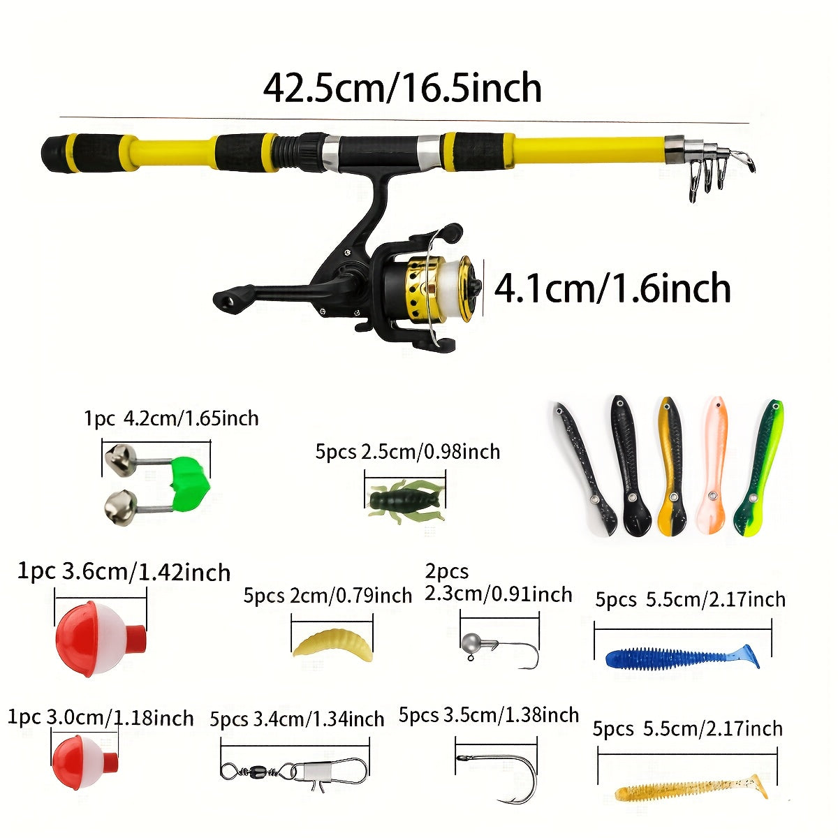 Surf & Boat Fishing Combo Kit – 6ft/7ft Hi-Visibility Rod, Pre-Spooled Spinning Reel & 12 T-Tail Soft Lures | Lockable Sections, Beginner to Pro Travel Fishing Set