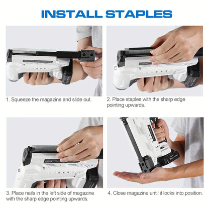 Cordless 2-in-1 Brad Nailer & Stapler Gun 20V – No Compressor Needed, Battery & Charger Included, Safety Guard, 1600/2000 Nails & Staples for Carpentry, Upholstery & DIY