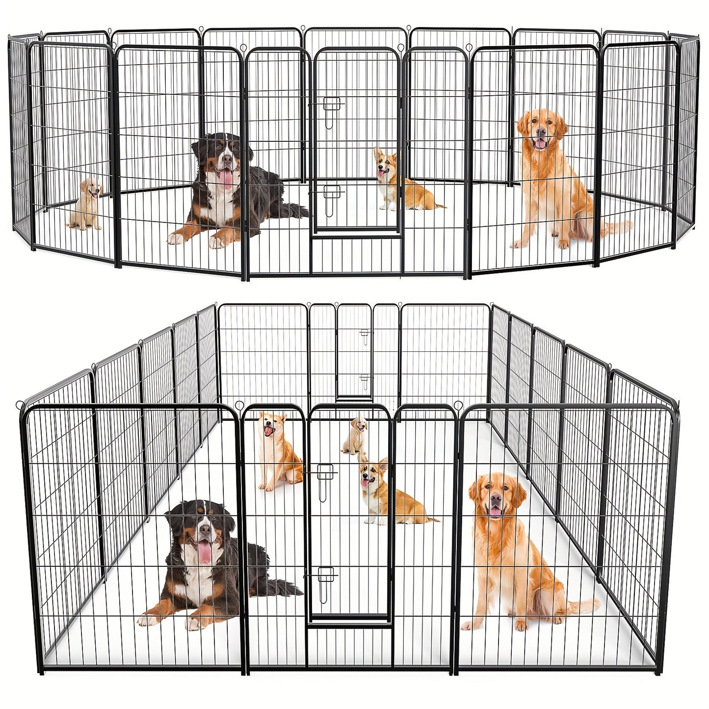 Portable Dog Playpen 8/16 Panels Heavy Duty Pet Exercise Pen for Large Medium Small Dogs Indoor Outdoor Use RV Camping Garden Yard Puppy Rabbit Animal Pen