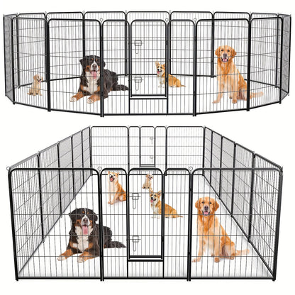 Portable Dog Playpen 8/16 Panels Heavy Duty Pet Exercise Pen for Large Medium Small Dogs Indoor Outdoor Use RV Camping Garden Yard Puppy Rabbit Animal Pen