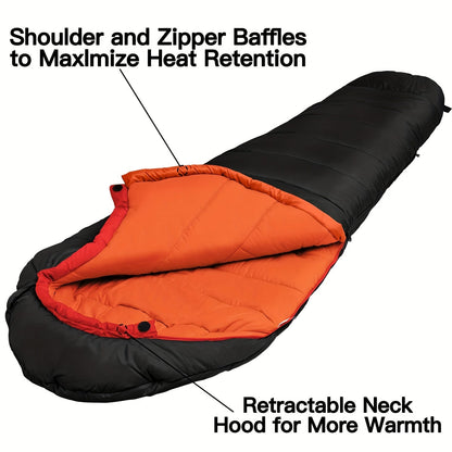 Mummy Sleeping Bag 15-45°F 3-4 Season Cold Weather Sleeping Bag for Adults – Warm Lightweight Washable Camping Sleeping Bag for Hiking, Backpacking, Traveling & Outdoor Activities