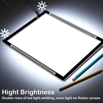 LED Light Pad A2 A3 A4 Adjustable Brightness Dual Light Strip Tracing Board Diamond Painting Sketching Drawing Art Light Box