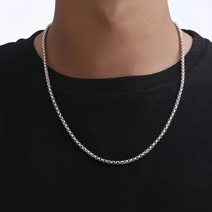 8pcs Men's Stainless Steel Necklace Set – Cuban Chain & Twisted Chain Hip Hop Street Style, Durable Fashion Chains for Men, Perfect Gift for Boyfriend, Son, Father's Day & Birthday