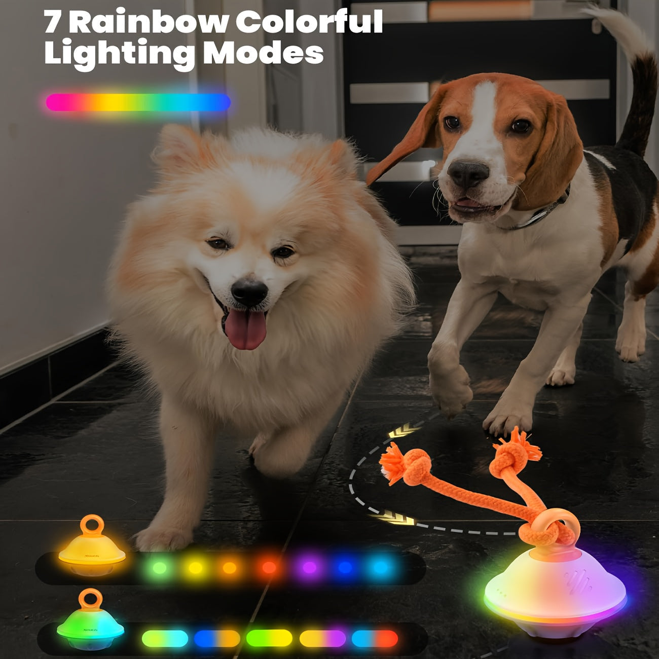 Automatic Moving Rolling Dog Ball Toy with Rope Motion Activated Voice Recording USB Rechargeable Interactive Stimulation Toy for Small Medium Dogs Boredom Relief Gray White
