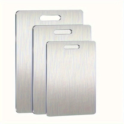 Stainless Steel Cutting Board Set of 3 Premium BPA-Free Rust-Resistant Easy to Clean Space-Saving Kitchen Chopping Boards for Meat Vegetables Fruit Food Prep