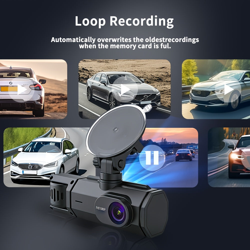Dash Cam Front and Rear 1080P HD Dual Camera with Night Vision, 170° Wide Angle, ADAS, G-Sensor, Loop Recording, 24Hr Parking Mode, 2" IPS Screen