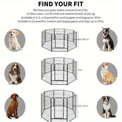 Heavy Duty Metal Dog Playpen – Portable Foldable Exercise Pen Fence for Small Medium Large Dogs, 8 or 16 Panels, No Assembly Required, Perfect for Indoor Outdoor Yard RV Camping