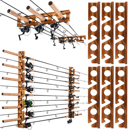 Fishing Rod Rack Wall & Ceiling Mounted – Holds Up to 12 Rods, Modular Garage Storage Organizer for Fishing Poles, Easy Install, Great Fishing Gift for Men & Women