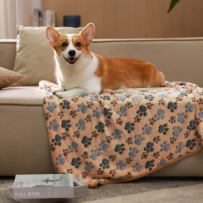 Soft Coral Fleece Pet Blankets for Dogs and Cats 3-Pack - 100% Polyester Paw Print Design Machine Washable, All-Season Throw Blanket for Small Medium Large Breeds, Cozy Pet Bed Cover