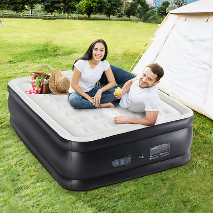 Inflatable Air Mattress 16/18/22 Inch Thick with Built-In High Capacity Pump Non-Slip Bottom Low Noise 660 Lbs Capacity Adjustable Camping Outdoor Yard Guest Bed