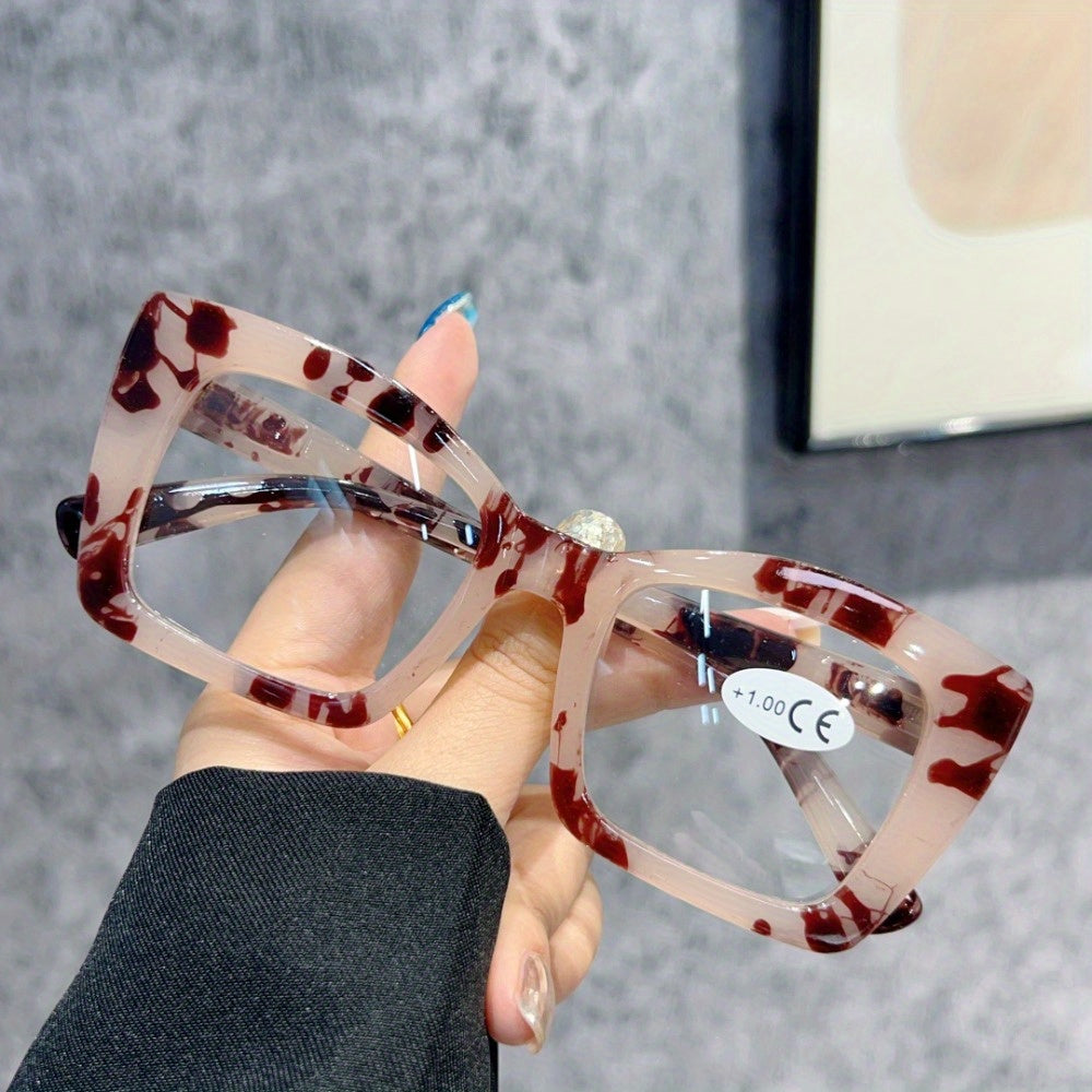 Photochromic Cat Eye Reading Glasses for Women Men 4 Pairs Multi Color Large Frame Spring Hinge Readers +100 to +400 UV Protection Trendy European American Style Holiday Gift Set