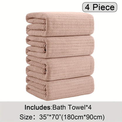 4-Pack Oversized Bath Towels Set 35"x70" – Extra Large XL Microfiber Bath Sheet, Super Soft Quick-Dry Absorbent Shower Towels for Family Hotel Spa, 13 Colors Beige White Grey Navy Blue Green Black