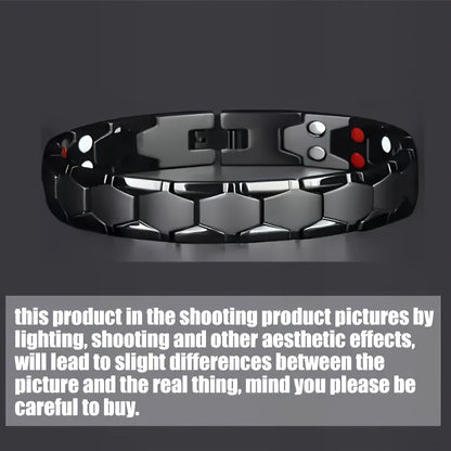 Men's Titanium Alloy Hexagonal Wide Bracelet 2pcs – Hypoallergenic Water-Resistant Removable Wristband with Snap Ring, Fashion Accessory Gift for Men in Black Silver Gold