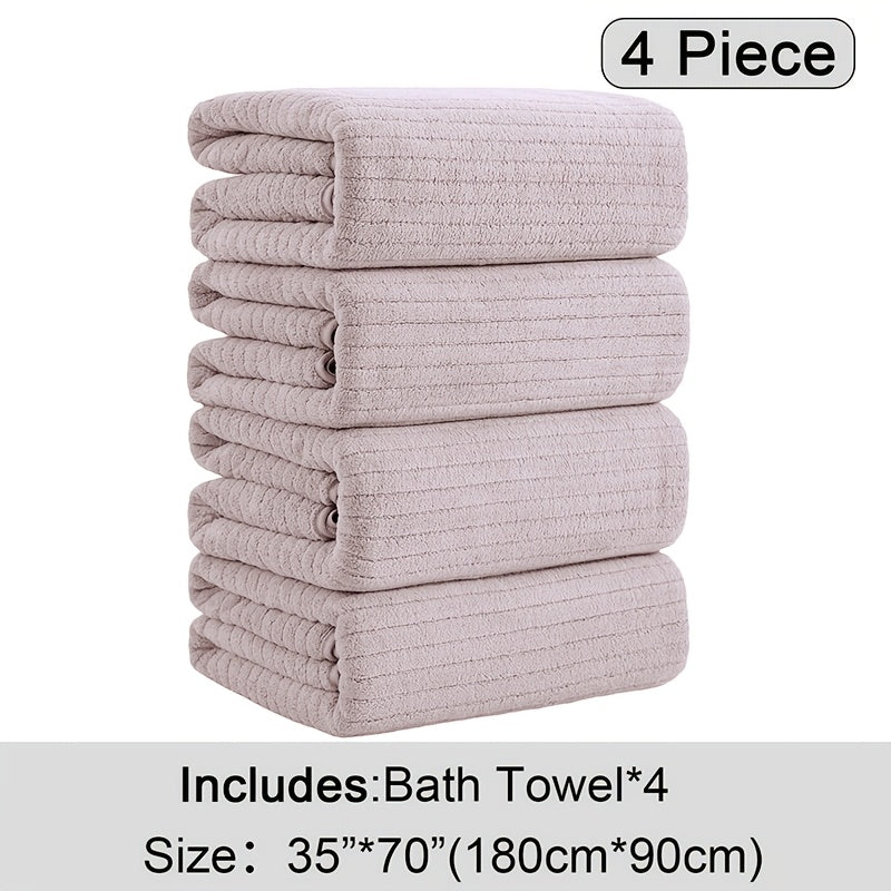 4-Pack Oversized Bath Towels Set 35"x70" – Extra Large XL Microfiber Bath Sheet, Super Soft Quick-Dry Absorbent Shower Towels for Family Hotel Spa, 13 Colors Beige White Grey Navy Blue Green Black