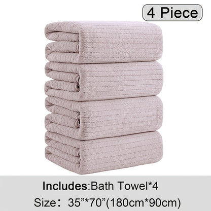 4-Pack Oversized Bath Towels Set 35"x70" – Extra Large XL Microfiber Bath Sheet, Super Soft Quick-Dry Absorbent Shower Towels for Family Hotel Spa, 13 Colors Beige White Grey Navy Blue Green Black