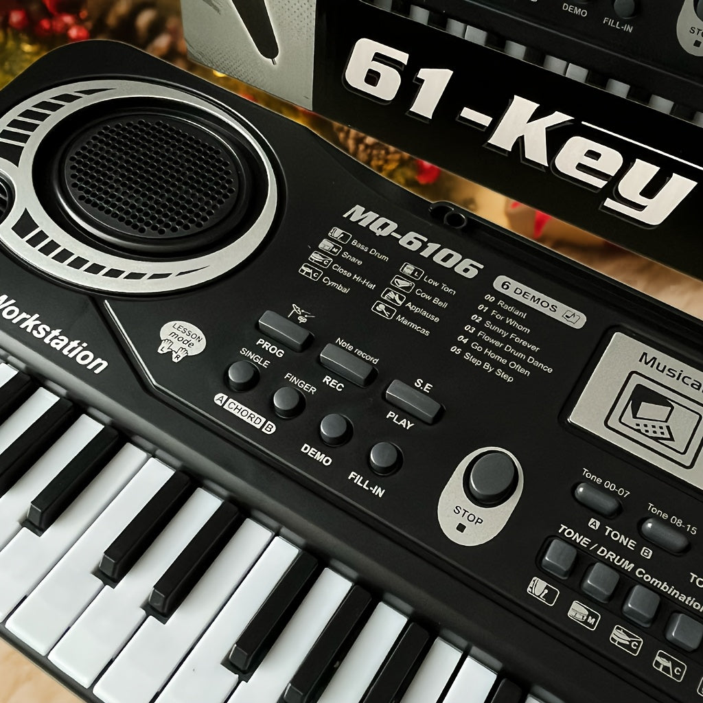 61-Key Electronic Piano Keyboard for Beginners - Built-In Microphone, Printed Music Sheets & USB Power, Complete Starter Kit for Kids & Adults, Perfect Birthday Gift for Music Lovers