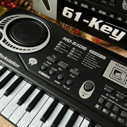 61-Key Electronic Piano Keyboard for Beginners - Built-In Microphone, Printed Music Sheets & USB Power, Complete Starter Kit for Kids & Adults, Perfect Birthday Gift for Music Lovers