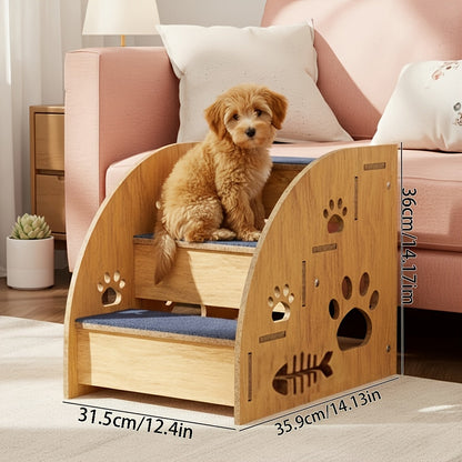 Non-Slip Pet Stairs for Bed and Couch - 3 or 5 Step Dog Steps with Safety Rails and Ramp Design, 15 Inch Height for Small Dogs Cats and Senior Pets, Lightweight Portable Pet Steps