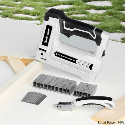Cordless 2-in-1 Brad Nailer & Stapler Gun 20V – No Compressor Needed, Battery & Charger Included, Safety Guard, 1600/2000 Nails & Staples for Carpentry, Upholstery & DIY