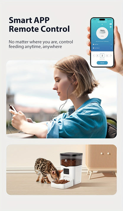 Smart WiFi Cat Feeder 3L Automatic Pet Food Dispenser with App Control – Up to 10 Meals Per Day, Camera & Voice Assistant Compatible, USB-Powered, Remote Monitoring for Cats & Dogs