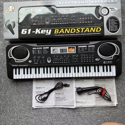 61-Key Electronic Piano Keyboard for Beginners - Built-In Microphone, Printed Music Sheets & USB Power, Complete Starter Kit for Kids & Adults, Perfect Birthday Gift for Music Lovers