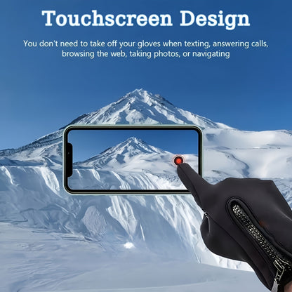 Winter Thermal Gloves Fleece Lined Windproof Touchscreen Zipper Closure Soft Warm Outdoor Gloves for Men Women Black Cold Weather Driving Running Cycling Hiking Daily Wear