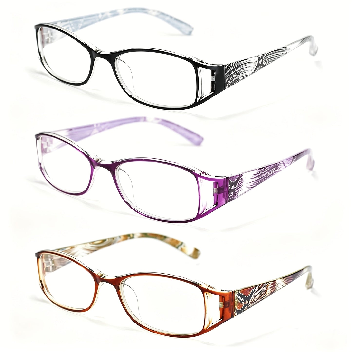 3-Pack Women's Reading Glasses Ultra-Light Flower Skeleton Frame Ladies Presbyopia Readers Stylish Combo Set Strengths +1.00 to +4.00 Super Value Multi-Pair Gift for Women