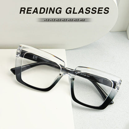 8-Pack Retro Rectangular Reading Glasses for Women Color Clash Design Spring Hinges Comfortable Fit Party Holiday Halloween Christmas Gift +100 to +400