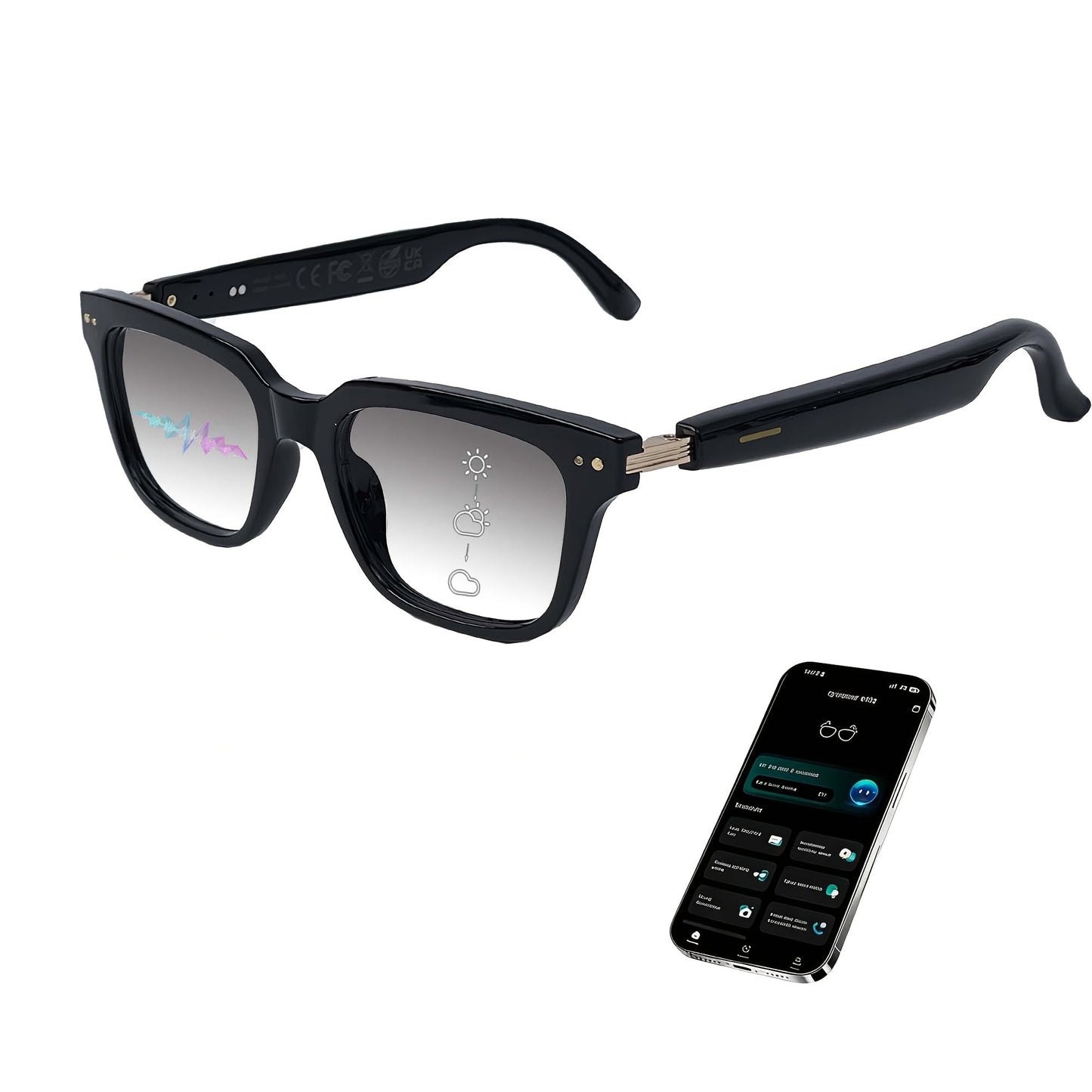 AI Smart Glasses with Real-Time 160-Language Translation, GPT Chat Assistant, Bluetooth 5.2 Audio, Hands-Free Calling, Music Playback, Photochromic & Anti-Blue Light Lenses – Unisex Wearable Tech