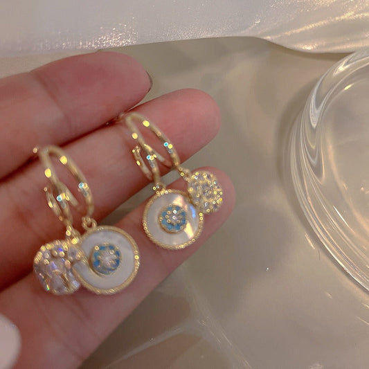 Vintage Bohemian Drop Earrings for Women - 18K Gold Plated Cubic Zirconia Dangle Earrings with 925 Sterling Silver Hooks, Elegant Boho Everyday Fashion Jewelry, Perfect Gift for Her