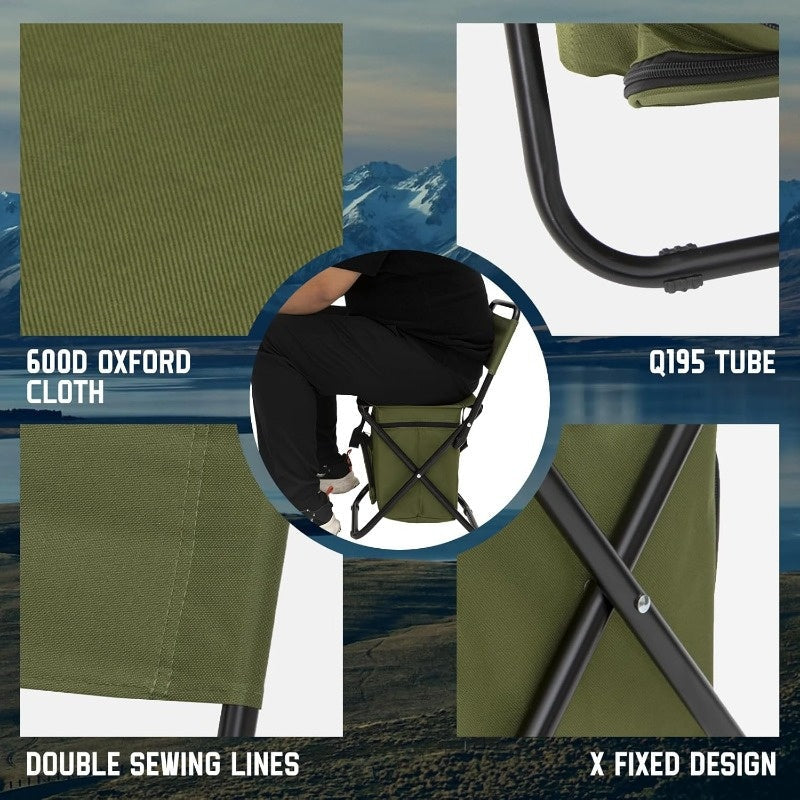 Portable Folding Camping Chair Lightweight Backrest Stool with Backpack Heavy Duty Compact Seat for Camping Hunting Fishing Hiking Outdoor Blue Black Green 1 or 2 Pack